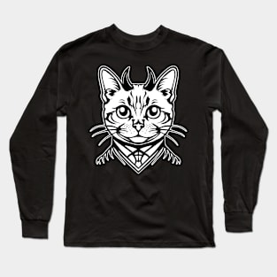 Metal deftone cat art Long Sleeve T-Shirt